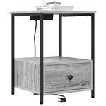 Casa si Gradina - Mobilier - Comode si corpuri - Noptiere - Cabinet de noptiere cu statie de incarcare cu sertar sonoma gri - Infinity.ro