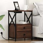 Casa si Gradina - Mobilier - Comode si corpuri - Noptiere - Cabinet de noptiere cu statie de incarcare Stejar brun - Infinity.ro