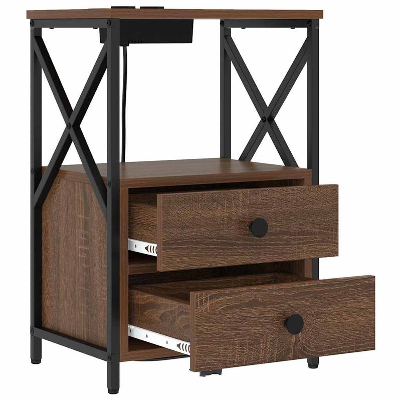 Casa si Gradina - Mobilier - Comode si corpuri - Noptiere - Cabinet de noptiere cu statie de incarcare Stejar brun - Infinity.ro