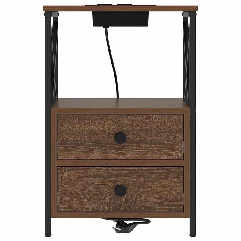 Casa si Gradina - Mobilier - Comode si corpuri - Noptiere - Cabinet de noptiere cu statie de incarcare Stejar brun - Infinity.ro