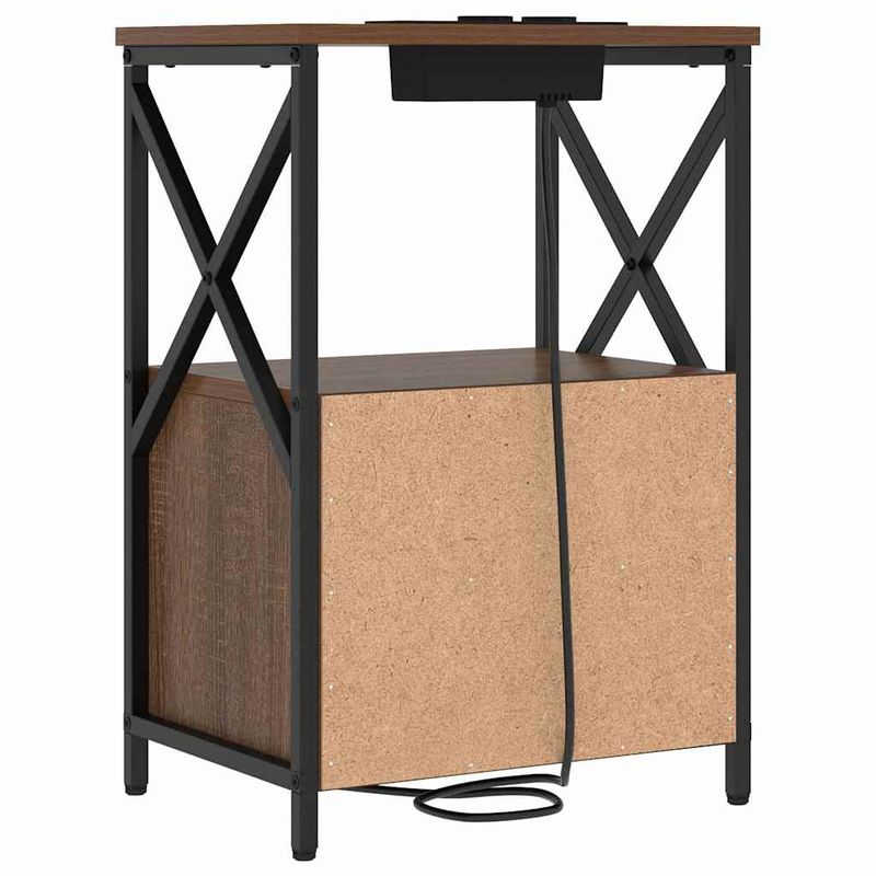 Casa si Gradina - Mobilier - Comode si corpuri - Noptiere - Cabinet de noptiere cu statie de incarcare Stejar brun - Infinity.ro