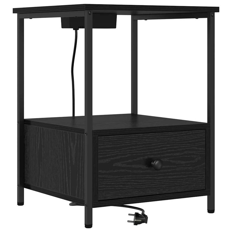 Casa si Gradina - Mobilier - Comode si corpuri - Noptiere - Cabinet de noptiere cu statie de incarcare Stejar negru - Infinity.ro