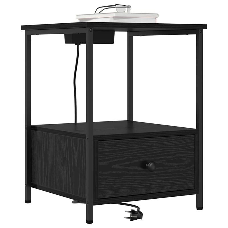 Casa si Gradina - Mobilier - Comode si corpuri - Noptiere - Cabinet de noptiere cu statie de incarcare Stejar negru - Infinity.ro