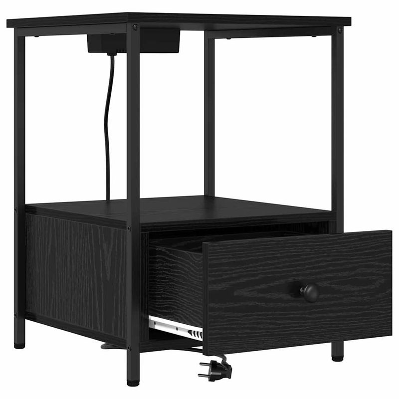 Casa si Gradina - Mobilier - Comode si corpuri - Noptiere - Cabinet de noptiere cu statie de incarcare Stejar negru - Infinity.ro