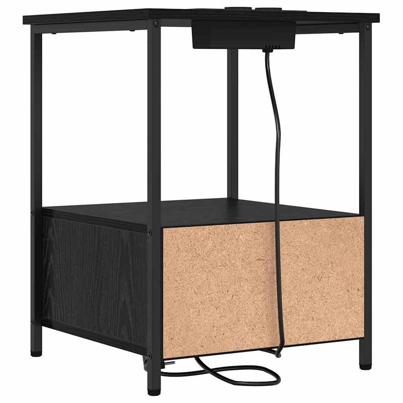 Casa si Gradina - Mobilier - Comode si corpuri - Noptiere - Cabinet de noptiere cu statie de incarcare Stejar negru - Infinity.ro