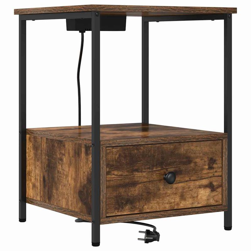Casa si Gradina - Mobilier - Comode si corpuri - Noptiere - Cabinet de noptiere cu statie de incarcare Stejar afumat - Infinity.ro