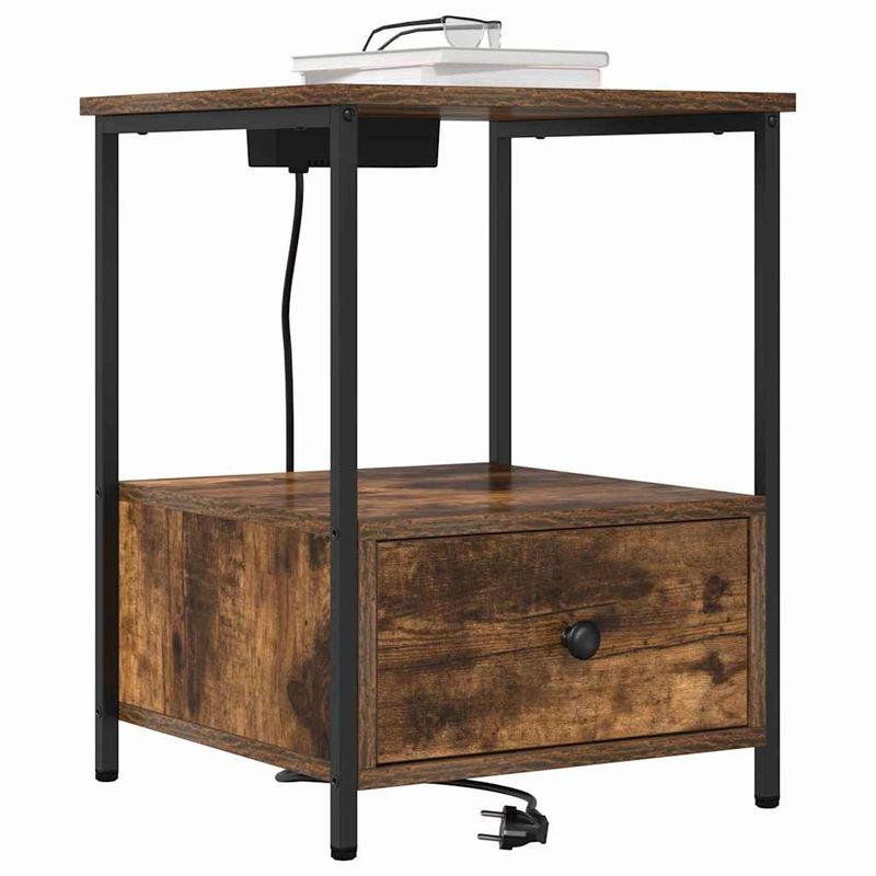 Casa si Gradina - Mobilier - Comode si corpuri - Noptiere - Cabinet de noptiere cu statie de incarcare Stejar afumat - Infinity.ro