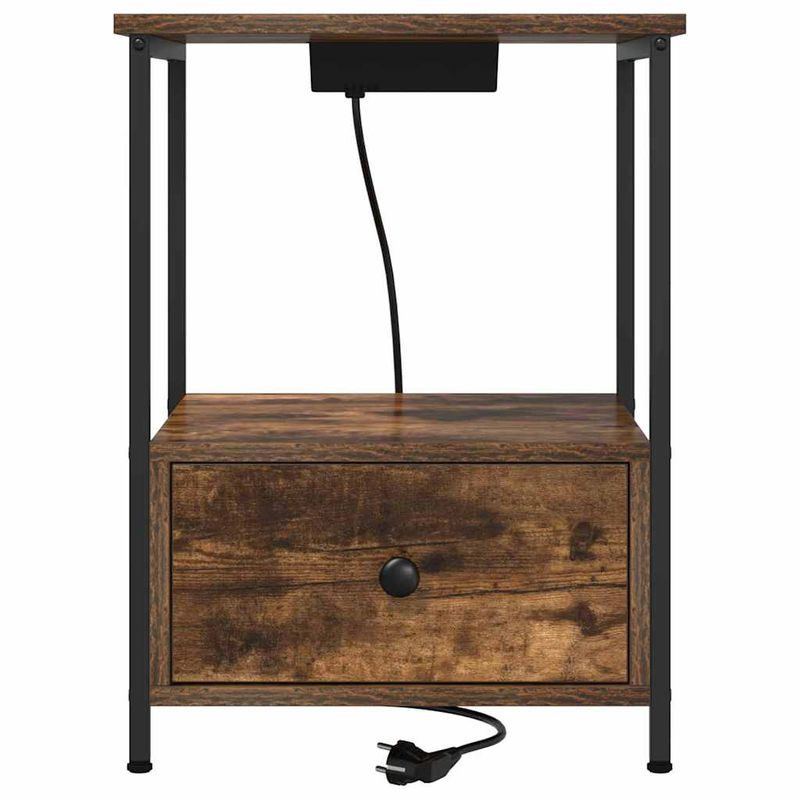Casa si Gradina - Mobilier - Comode si corpuri - Noptiere - Cabinet de noptiere cu statie de incarcare Stejar afumat - Infinity.ro