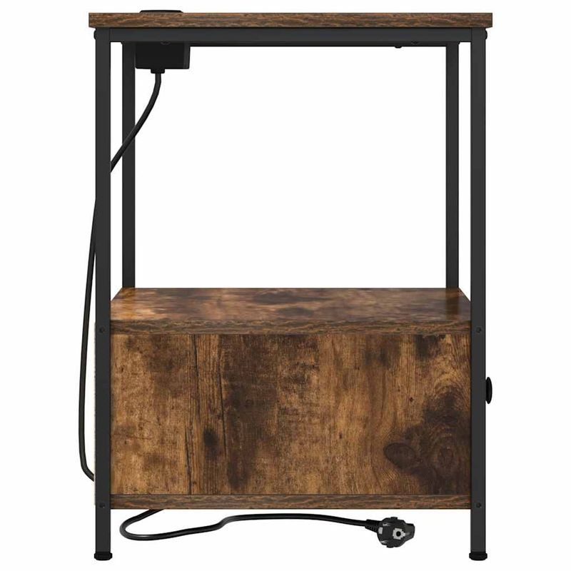 Casa si Gradina - Mobilier - Comode si corpuri - Noptiere - Cabinet de noptiere cu statie de incarcare Stejar afumat - Infinity.ro