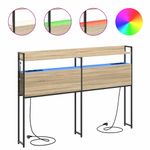 Casa si Gradina - Mobilier - Paturi si accesorii - Accesorii paturi - Tablie de pat cu LED, maro inchis, 163x16x118/128 cm, textil - Infinity.ro