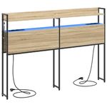 Casa si Gradina - Mobilier - Paturi si accesorii - Accesorii paturi - Tablie de pat cu LED, maro inchis, 163x16x118/128 cm, textil - Infinity.ro