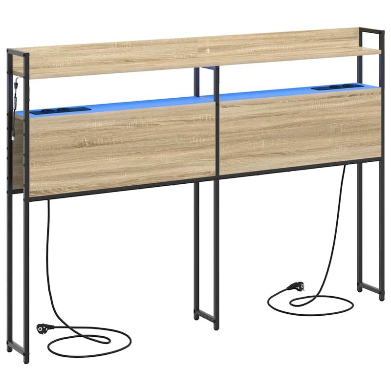 Casa si Gradina - Mobilier - Paturi si accesorii - Accesorii paturi - Tablie de pat cu LED, maro inchis, 163x16x118/128 cm, textil - Infinity.ro