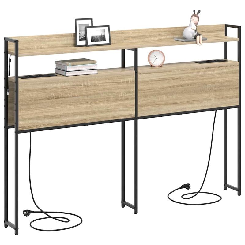 Casa si Gradina - Mobilier - Paturi si accesorii - Accesorii paturi - Tablie de pat cu LED, maro inchis, 163x16x118/128 cm, textil - Infinity.ro