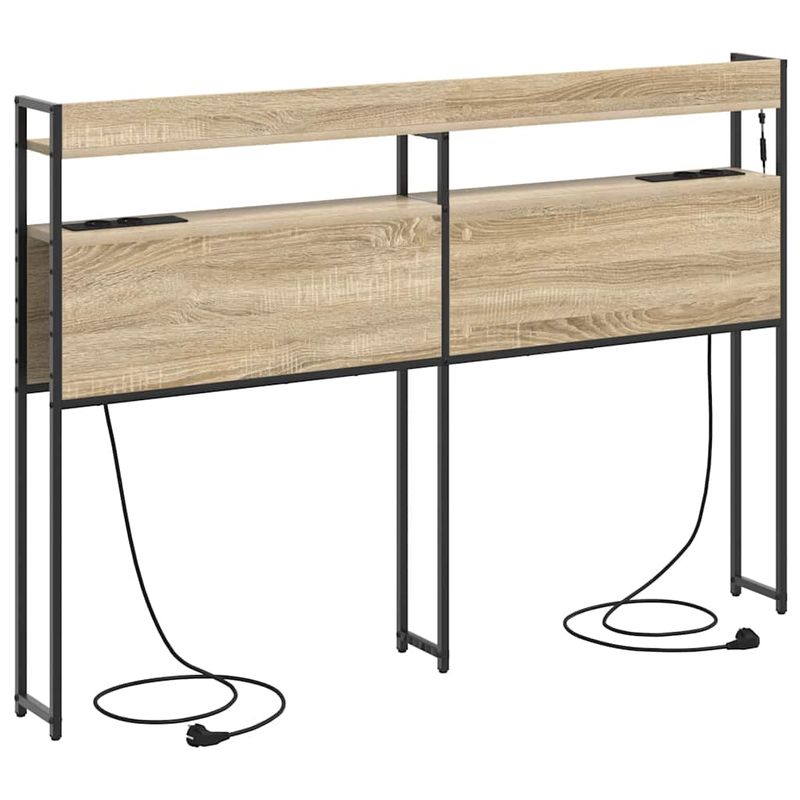 Casa si Gradina - Mobilier - Paturi si accesorii - Accesorii paturi - Tablie de pat cu LED, maro inchis, 163x16x118/128 cm, textil - Infinity.ro