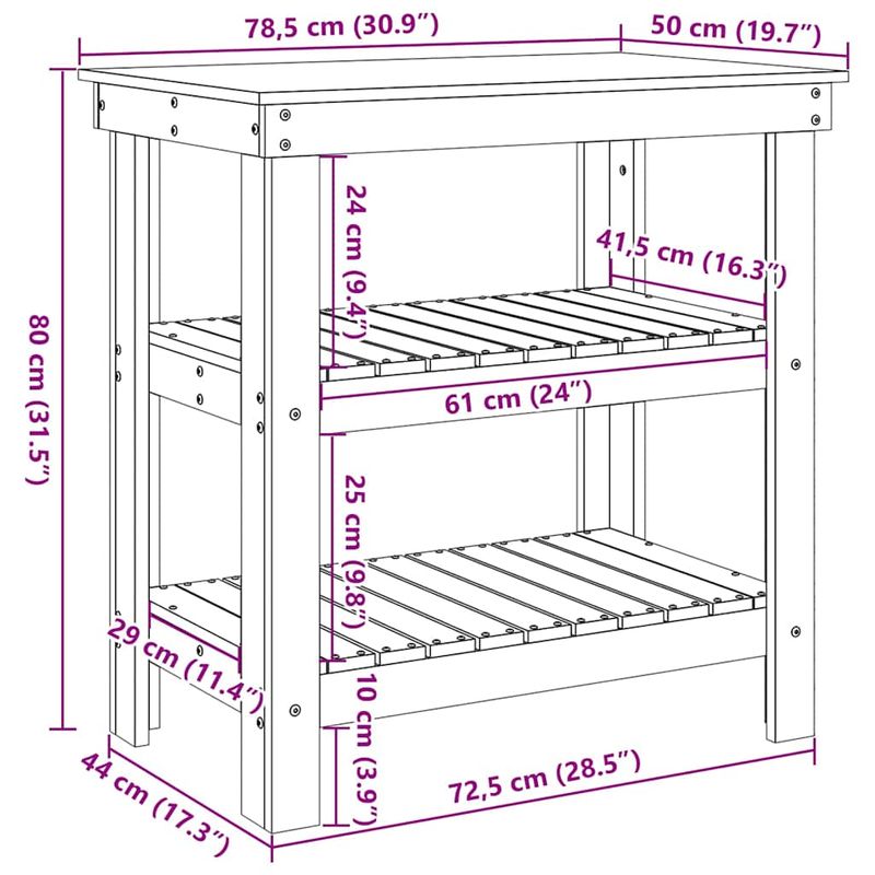 Casa si Gradina - Constructii - Scule de mana si unelte - Mese si bancuri de lucru - Banc de lucru Maro ceruit 78.5 x 50 x 80 cm Lemn masiv de pin - Infinity.ro