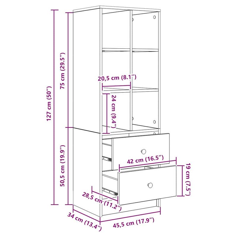 Casa si Gradina - Mobilier - Comode si corpuri - Corpuri bucatarie - Bufet cu sertar Gri beton 45.5 x 34 x 127 cm Lemn compozit - Infinity.ro