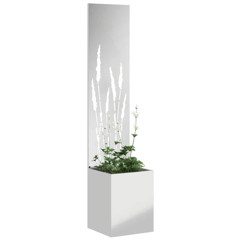 Casa si Gradina - Gradinarit si plante - Plante si ghivece - Ghivece si suporturi - Ghiveci de Gradina cu Panou Decorativ Argintiu 32 x 140 cm - Infinity.ro