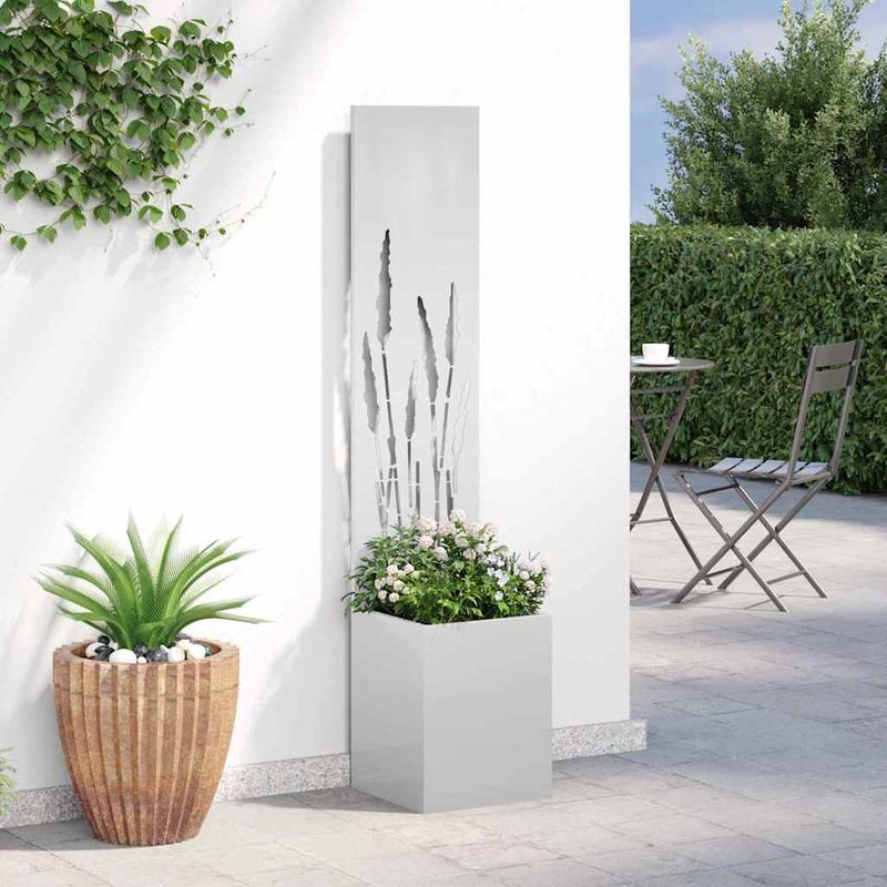 Casa si Gradina - Gradinarit si plante - Plante si ghivece - Ghivece si suporturi - Ghiveci de Gradina cu Panou Decorativ Argintiu 32 x 140 cm - Infinity.ro