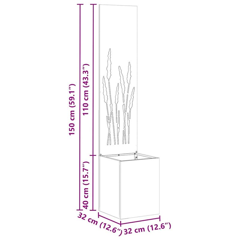 Casa si Gradina - Gradinarit si plante - Plante si ghivece - Ghivece si suporturi - Ghiveci de Gradina cu Panou Decorativ Argintiu 32 x 140 cm - Infinity.ro