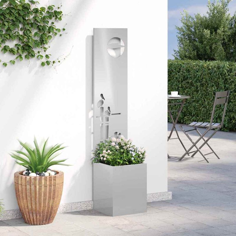 Casa si Gradina - Gradinarit si plante - Plante si ghivece - Ghivece si suporturi - Ghiveci de Gradina cu Panou Decorativ Argintiu 32 x 140 cm - Infinity.ro