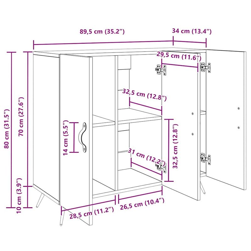 Casa si Gradina - Mobilier - Comode si corpuri - Comode - Bufet Negru 90 x 34 x 80 cm Lemn compozit - Infinity.ro