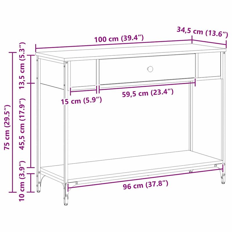 Casa si Gradina - Mobilier - Comode si corpuri - Console - Masa de consola Stejar negru 100 x 34.5 x 75 cm Lemn compozit - Infinity.ro