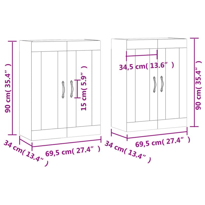Casa si Gradina - Mobilier - Comode si corpuri - Comode - Dulapuri montate pe perete, 2 buc, gri Sonoma, lemn prelucrat - Infinity.ro