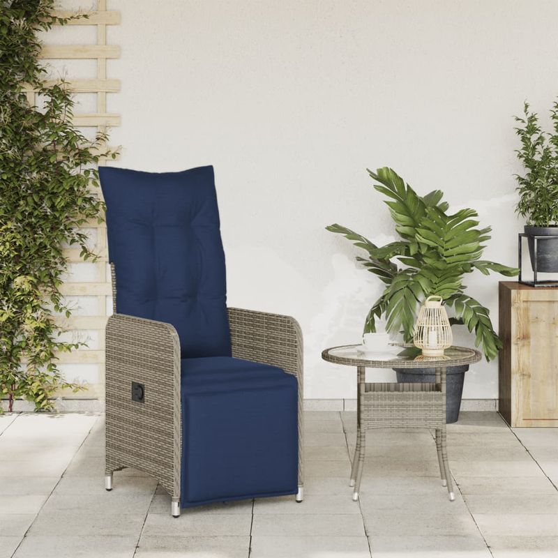 Casa si Gradina - Gradina si terasa - Mobilier exterior - Scaune si sezlonguri gradina - Scaun de gradina rabatabil cu perne, gri, poliratan - Infinity.ro