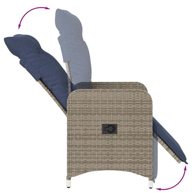 Casa si Gradina - Gradina si terasa - Mobilier exterior - Scaune si sezlonguri gradina - Scaun de gradina rabatabil cu perne, gri, poliratan - Infinity.ro