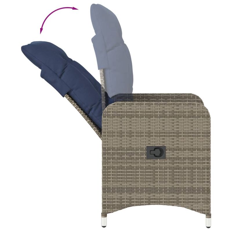 Casa si Gradina - Gradina si terasa - Mobilier exterior - Scaune si sezlonguri gradina - Scaun de gradina rabatabil cu perne, gri, poliratan - Infinity.ro