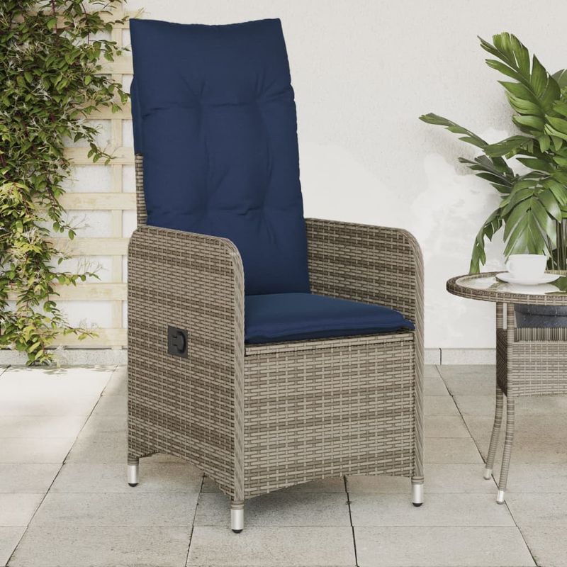 Casa si Gradina - Gradina si terasa - Mobilier exterior - Scaune si sezlonguri gradina - Scaune de gradina rabatabile, 2 buc., cu perne, gri, poliratan - Infinity.ro