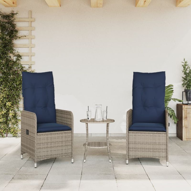 Casa si Gradina - Gradina si terasa - Mobilier exterior - Scaune si sezlonguri gradina - Scaune de gradina rabatabile, 2 buc., cu perne, gri, poliratan - Infinity.ro