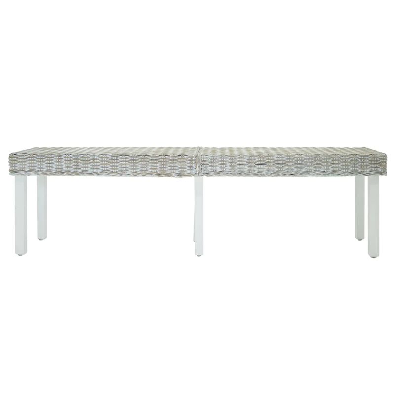 Casa si Gradina - Mobilier - Canapele si coltare - Banchete - Banca alb 160x35x45 cm, ratan kubu natural si lemn masiv mahon - Infinity.ro