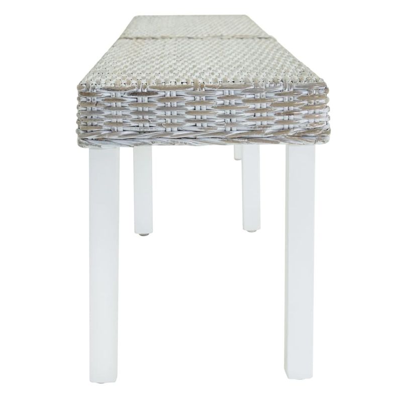 Casa si Gradina - Mobilier - Canapele si coltare - Banchete - Banca alb 160x35x45 cm, ratan kubu natural si lemn masiv mahon - Infinity.ro