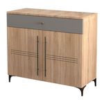 Casa si Gradina - Mobilier - Comode si corpuri - Comode - Comoda Atelier Hilton, dimensiuni 90 x38x85 cm, 2 usi culoare somona/gri - Infinity.ro