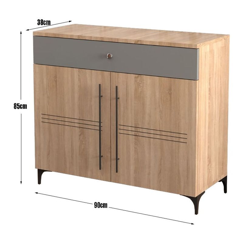 Casa si Gradina - Mobilier - Comode si corpuri - Comode - Comoda Atelier Hilton, dimensiuni 90 x38x85 cm, 2 usi culoare somona/gri - Infinity.ro