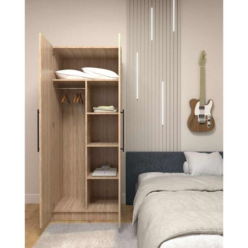Casa si Gradina - Mobilier - Dulapuri si sifoniere - Dulapuri - Dulap Atelier Roma, dimensiuni 80 x50 x 197 cm, 2 usi, 5 polite, bara umerase, culoare sonoma - Infinity.ro