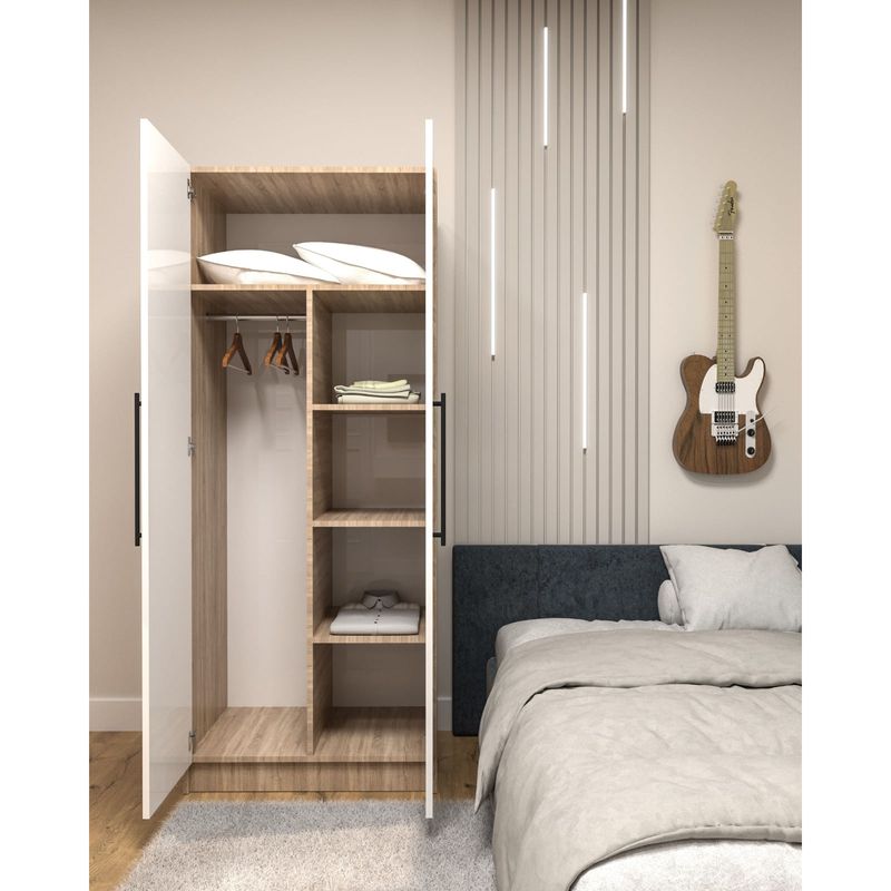 Casa si Gradina - Mobilier - Dulapuri si sifoniere - Dulapuri - Dulap Atelier Roma, dimensiuni 80 x50 x 197 cm, 2 usi, 5 polite, bara umerase, culoare sonoma/alb - Infinity.ro