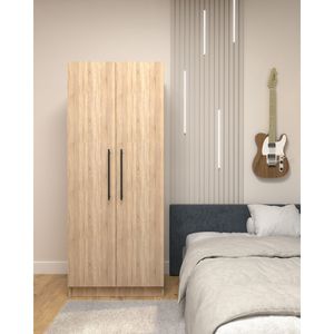 Dulap Atelier Parma, dimensiuni 80 x50 x 197cm, 2 usi, bara de umerase, culoare sonoma