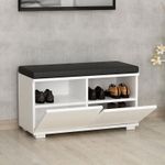 Casa si Gradina - Mobilier - Dulapuri si sifoniere - Dulapuri pantofi - Pantofar Atelier Oslo, dimensiuni 80 x35x 45 cm, culoare alb, bancheta tapitata - Infinity.ro