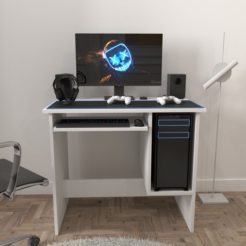 Casa si Gradina - Mobilier - Mese si birouri - Birouri - Birou Copii Atelier Dallas, dimensiuni 90 x55x75 cm. culoare alb, suport tastatura - Infinity.ro