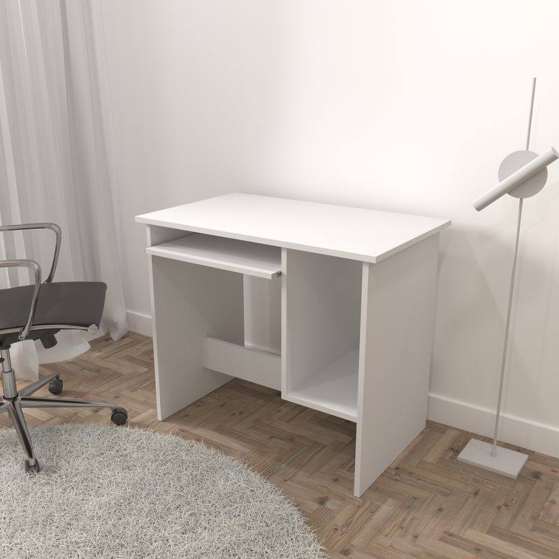 Casa si Gradina - Mobilier - Mese si birouri - Birouri - Birou Copii Atelier Dallas, dimensiuni 90 x55x75 cm. culoare alb, suport tastatura - Infinity.ro