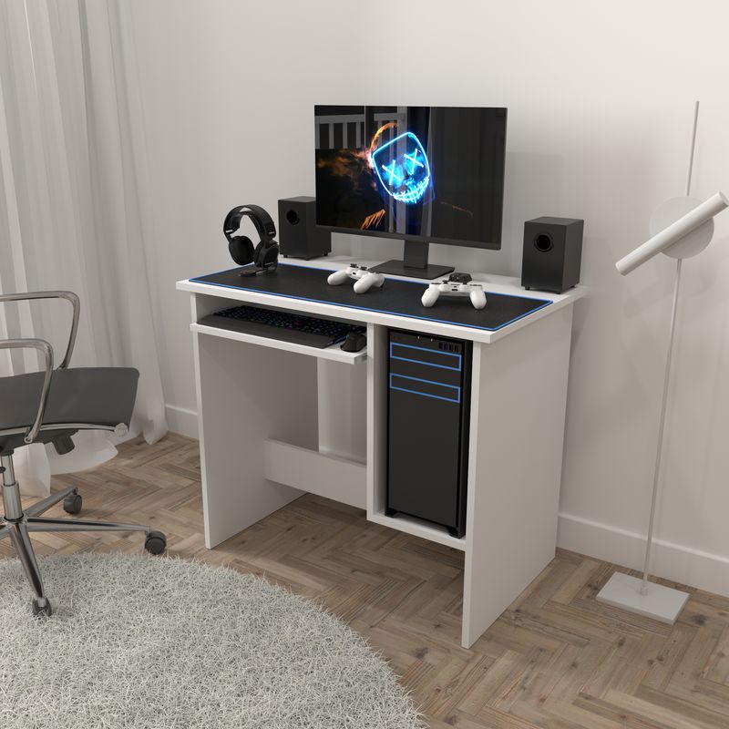 Casa si Gradina - Mobilier - Mese si birouri - Birouri - Birou Copii Atelier Dallas, dimensiuni 90 x55x75 cm. culoare alb, suport tastatura - Infinity.ro