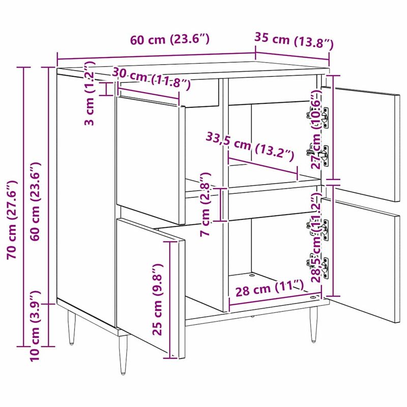 Casa si Gradina - Mobilier - Comode si corpuri - Comode - Bufeturi 2 pcs stejar artizanal 120 x 35 x 70 cm Lemn compozit - Infinity.ro