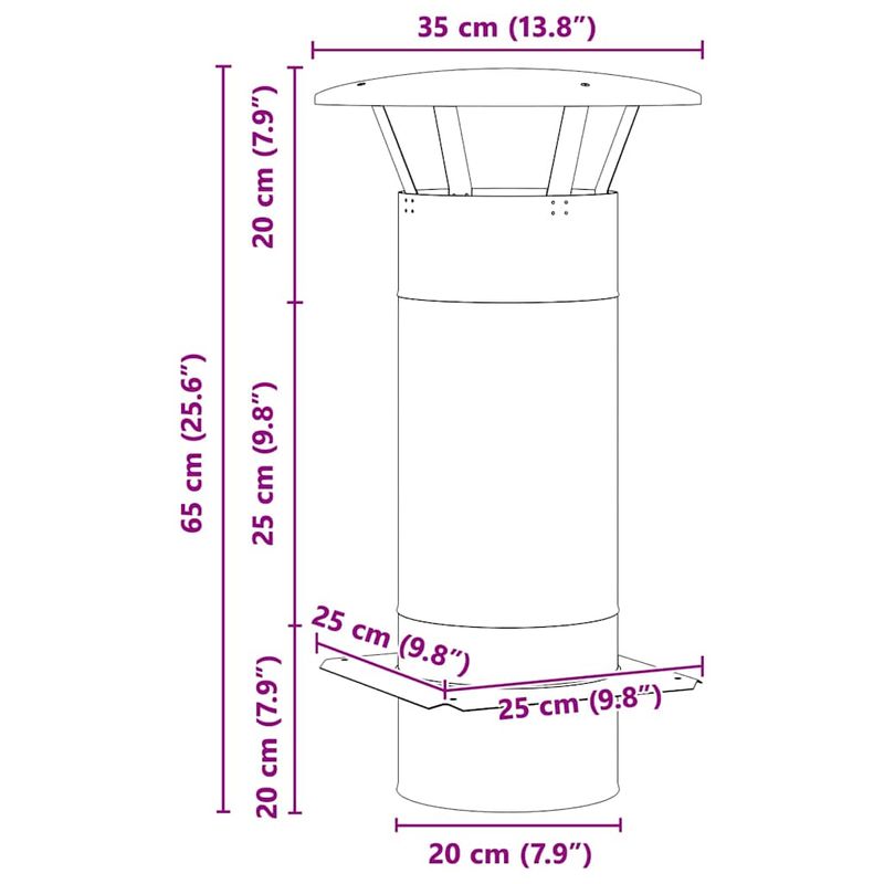 Casa si Gradina - Termice - Sobe, Seminee si accesorii - Accesorii seminee si sobe - Extensie pentru semineu Argintiu 35 x 35 x 65 cm - Infinity.ro