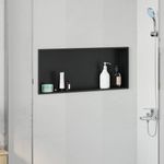 Casa si Gradina - Mobilier - Mobilier baie - Etajere baie - Nisa de Dus Negru 75 x 30 x 9.5 cm Otel inoxidabil - Infinity.ro