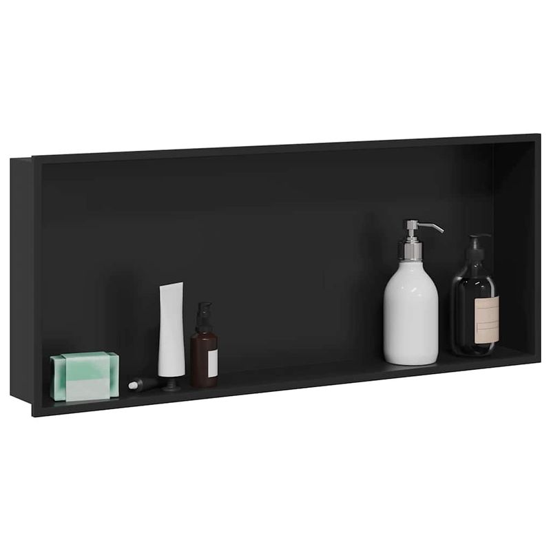 Casa si Gradina - Mobilier - Mobilier baie - Etajere baie - Nisa de Dus Negru 75 x 30 x 9.5 cm Otel inoxidabil - Infinity.ro