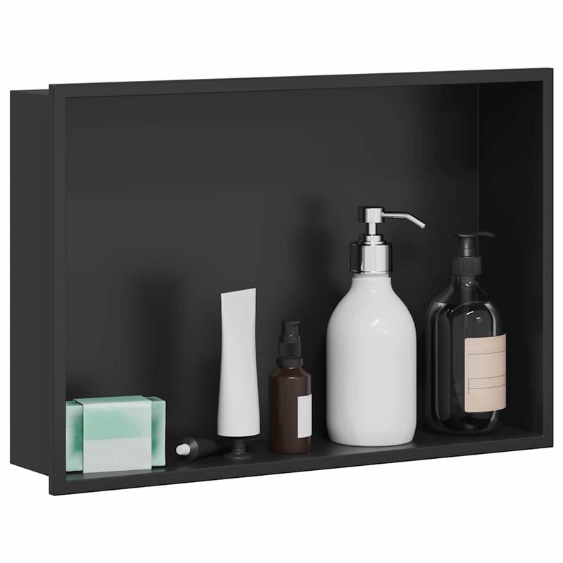Casa si Gradina - Mobilier - Mobilier baie - Etajere baie - Nisa de Dus Negru 45 x 30 x 9.5 cm Otel inoxidabil - Infinity.ro
