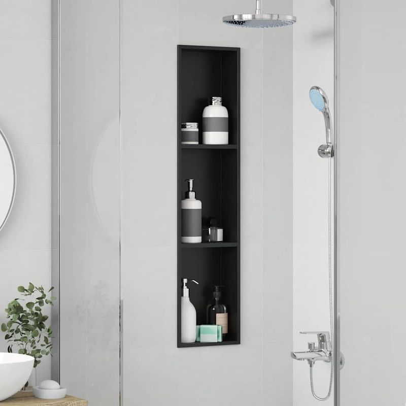 Casa si Gradina - Mobilier - Mobilier baie - Etajere baie - Nisa de Dus Negru 90 x 20 x 9.5 cm Otel inoxidabil - Infinity.ro