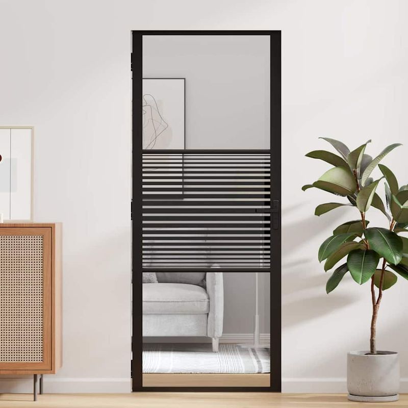 Casa si Gradina - Constructii - Usi interior, exterior si garaj - Usi garaj - Usa de interior Negru 83 x 201.5 cm Sticla securizata, Aluminiu - Infinity.ro